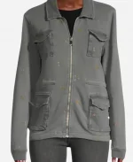 Zara Floral Joey King A Family Affair 2024 Grey Jacket