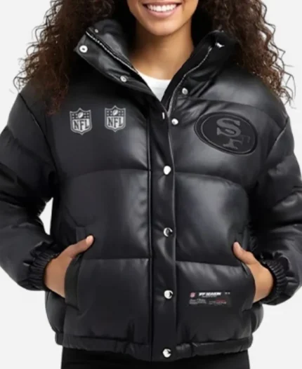 49ers Off Seasonc Leather Puffer Jacket