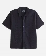 Abercrombie & Fitch Jacquard Pattern Button-Through Sweater Polo - Navy Blue