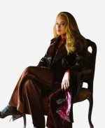 Adele Easy On Me Brown Leather Trench Coat