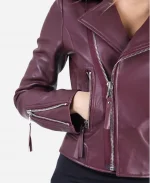 Adele Women's Burgundy Leather Jacket