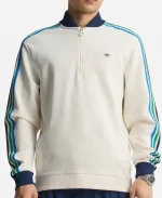 Adidas Golf Originals 3-Stripes Quarter White Sweatshirt