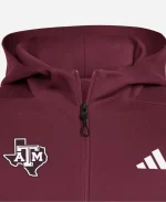 Adidas Texas A&M Aggies Full Zip Player Travel Zero Negative Energy Hoodie - Maroon