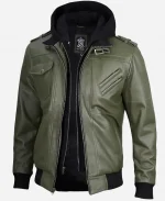 Army Olive Green Bomber Leather Jacket