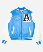 Avirex Baseball Light Blue White Multi Pre-Owned Varsity Leather Jacket
