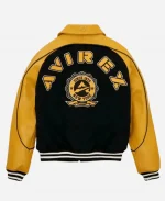 Avirex Classic Wool Black & Gold Leather Varsity Jacket