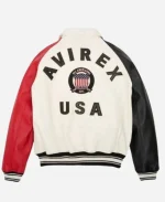Avirex Color Block Leather Bomber Jacket