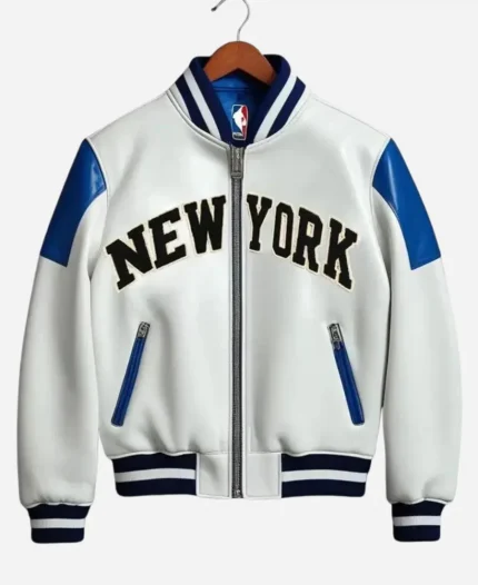 Avirex Knick Kith White Varsity Leather Jacket
