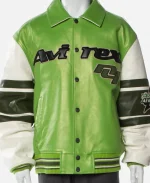 Avirex Lamb Leather Printed Varsity Jacket