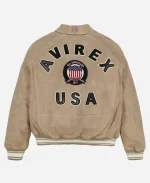 Avirex Limited Edition Suede Icon Beige Bomber Jacket