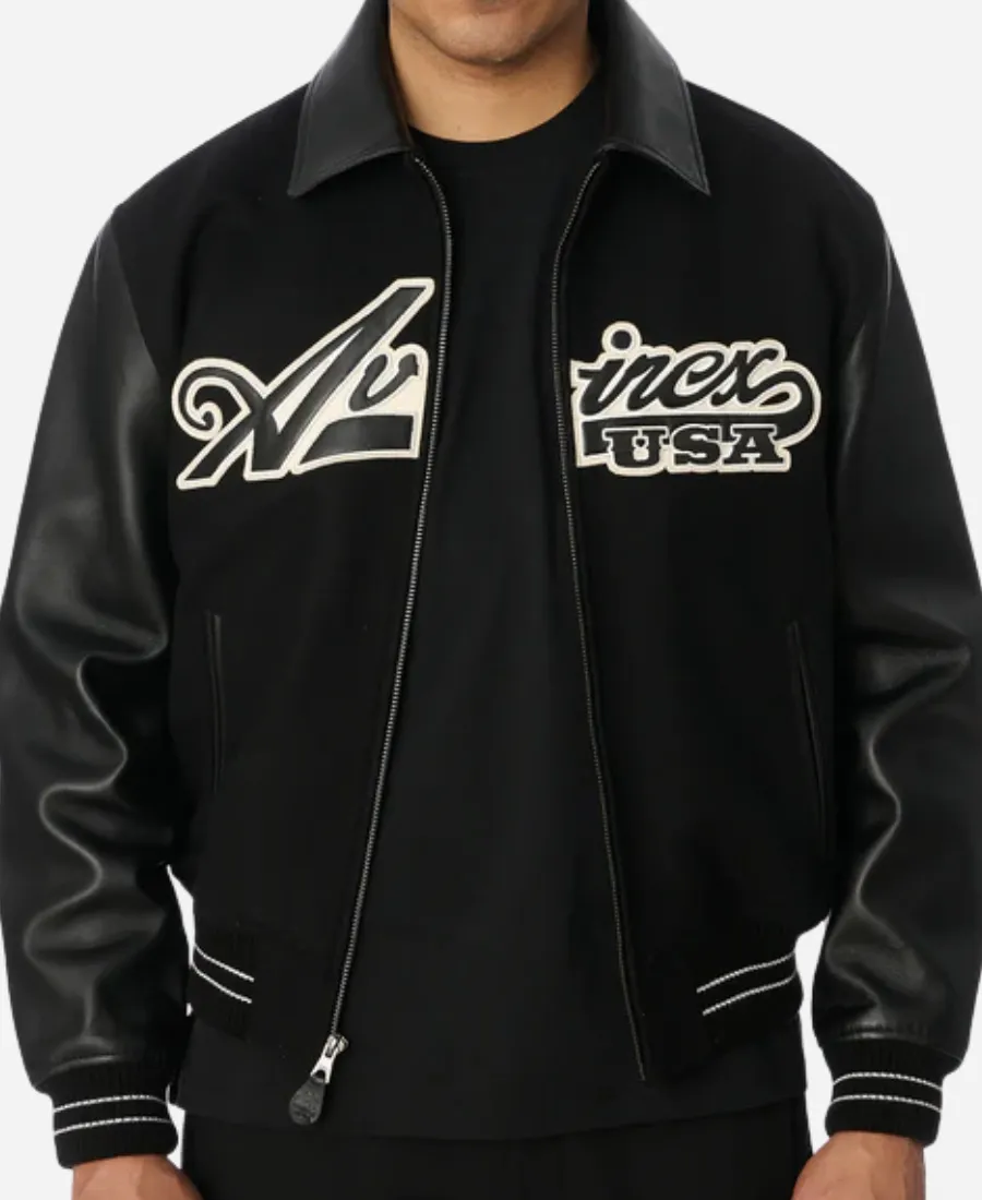 Avirex Script Wool Leather Varsity Jacket Avirex Script Wool Leather Varsity Jacket