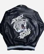 Avirex Speed Tiger Vintage 90s Black Real Leather Bomber Jacket