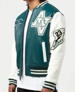 Avirex Wildcat Yellow Green Varsity Leather Jacket