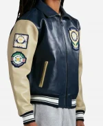 Avirex World Series Leather Jacket - Navy Blue