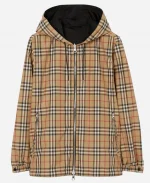BURBERRY Reversible Check Shell Beige Hooded Jacket