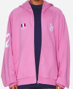 Balenciaga Polo Autumn Winter 2022 Pink and Blue Zip-Up Hoodie
