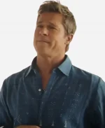 Brad Pitt F1 The Movie Sonny Hayes Blue Embroidered Shirt