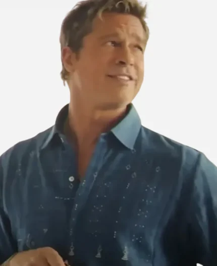 Brad Pitt F1 The Movie Sonny Hayes Embroidered Shirt - Blue