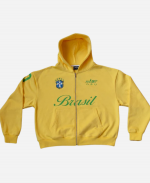 Brazil Football Club Yellow Zip Hoodie