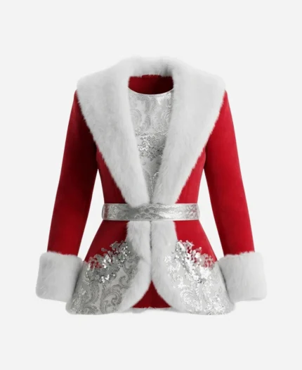 Britt Robertson The Merry Gentlemen Ashley Christmas Red Shearling Coat