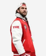 Bryce Harper Ohio State University ‘O’ Patch Logo Red & White Varsity Jacket