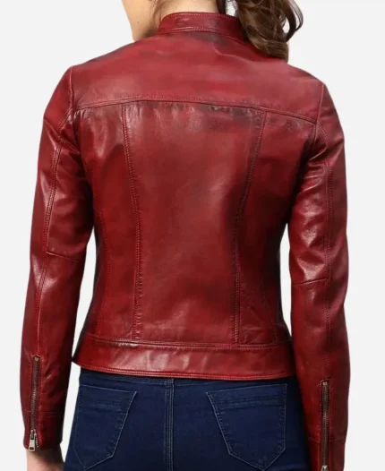 Cafe Racer Burgundy Leather Jacket