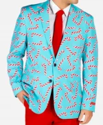 Candy Cane Print Christmas Suit