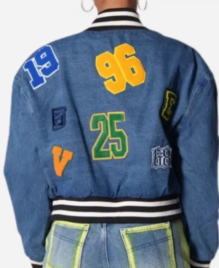 Carmen B. Sanchez Electric Bloom S01 2025 Jade Castillo Blue Varsity Bomber Jacket