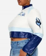 Carmen Sanchez Electric Bloom S01 2025 Jade Castillo Colorblock Genuine Leather Jacket