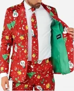 Christmas Allover Print Icons Light Up Red Suit