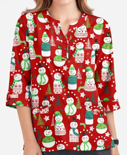Christmas Snowman Scrub Jacket