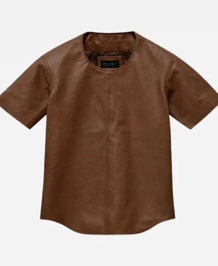 Crocodile Brown Leather T-Shirt