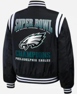Erin Andrews x Super Bowl LIX Champions Philadelphia Eagles WEAR Black Bomber Jacket