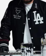 Fanatics x Los Angeles Dodgers Joshua Vides 2025 World Series Black Varsity Jacket