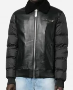Farfetch x Philipp Plein Logo Print Padded Leather Jacket