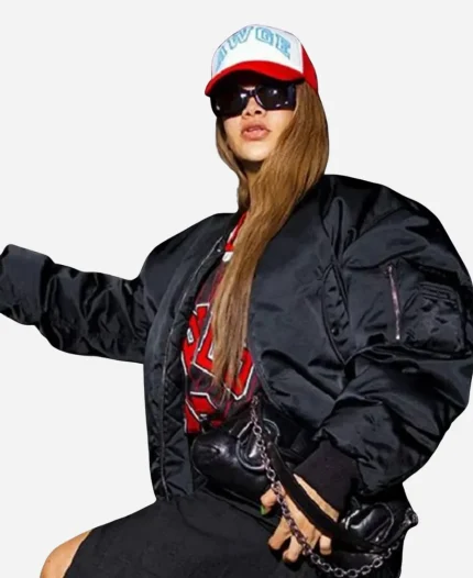 Formula 1 Race Las Vegas Rihanna Black Bomber Jacket