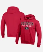 Georgia Bulldogs Champion Football Stack Pullover Hoodie - Black, Grey & Red