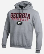 Georgia Bulldogs Champion Football Stack Pullover Hoodie - Grey