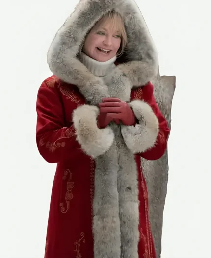 Goldie Hawn 2020 The Christmas Chronicles 2 Mrs Claus Fur Hood Long Coat