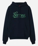 Gucci Logo Navy Blue Cotton Jersey Hoodie