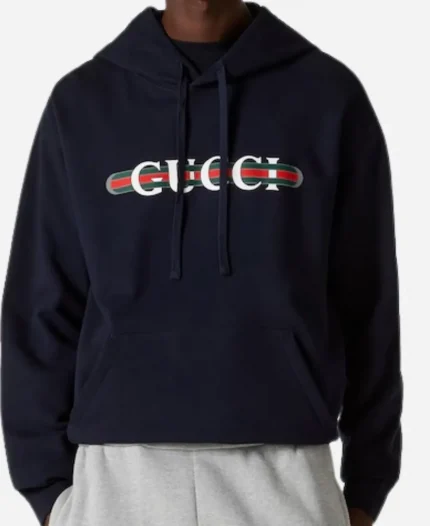 Gucci Logo Print Cotton Jersey Hoodie