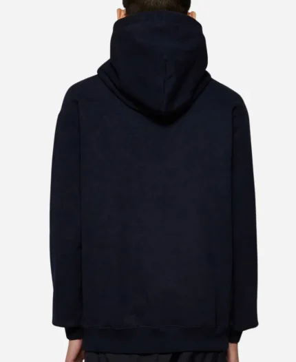 Gucci Logo Printed Navy Blue Cotton Jersey Hoodie
