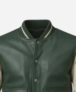 Handmade Green & White Leather Varsity Jacket