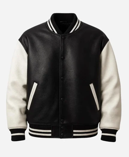 Handmade Two-Tone Leather Varsity Jacket