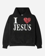 Jalen Wilson I Love Jesus Heart Symbol Sun-Faded Black Hoodie