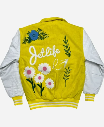 Jet Life Apparel Give Me My Flowers Distorted Yellow Letterman Jacket