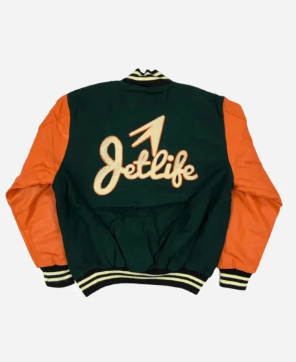 Jet Life Green & Orange Varsity Letterman Jacket