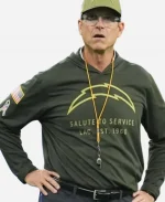 Jim Harbaugh Chargers 2025 Salute to Service Green Hoodie