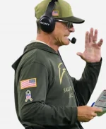 Jim Harbaugh Chargers 2025 Salute to Service Hoodie - Green