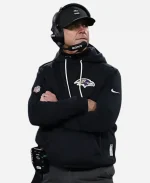 John Harbaugh Ravens Black Pullover Hoodie